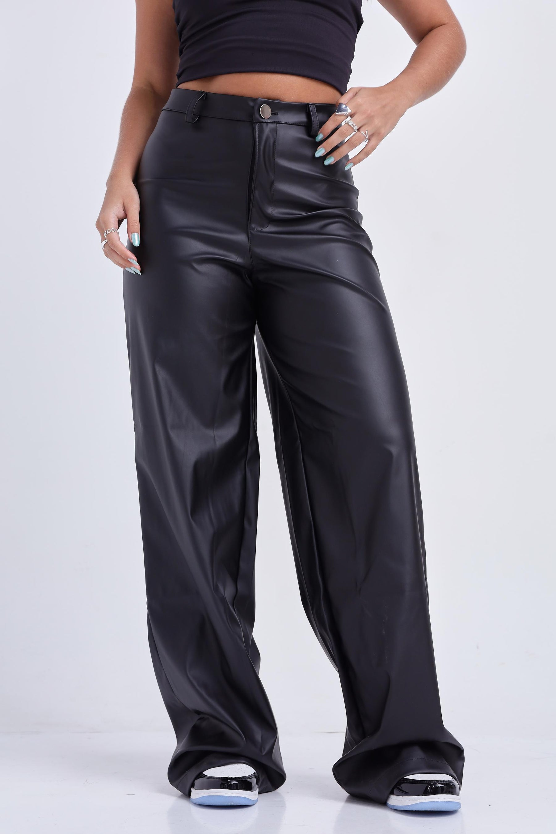 CALÇA WIDE LEG COURO