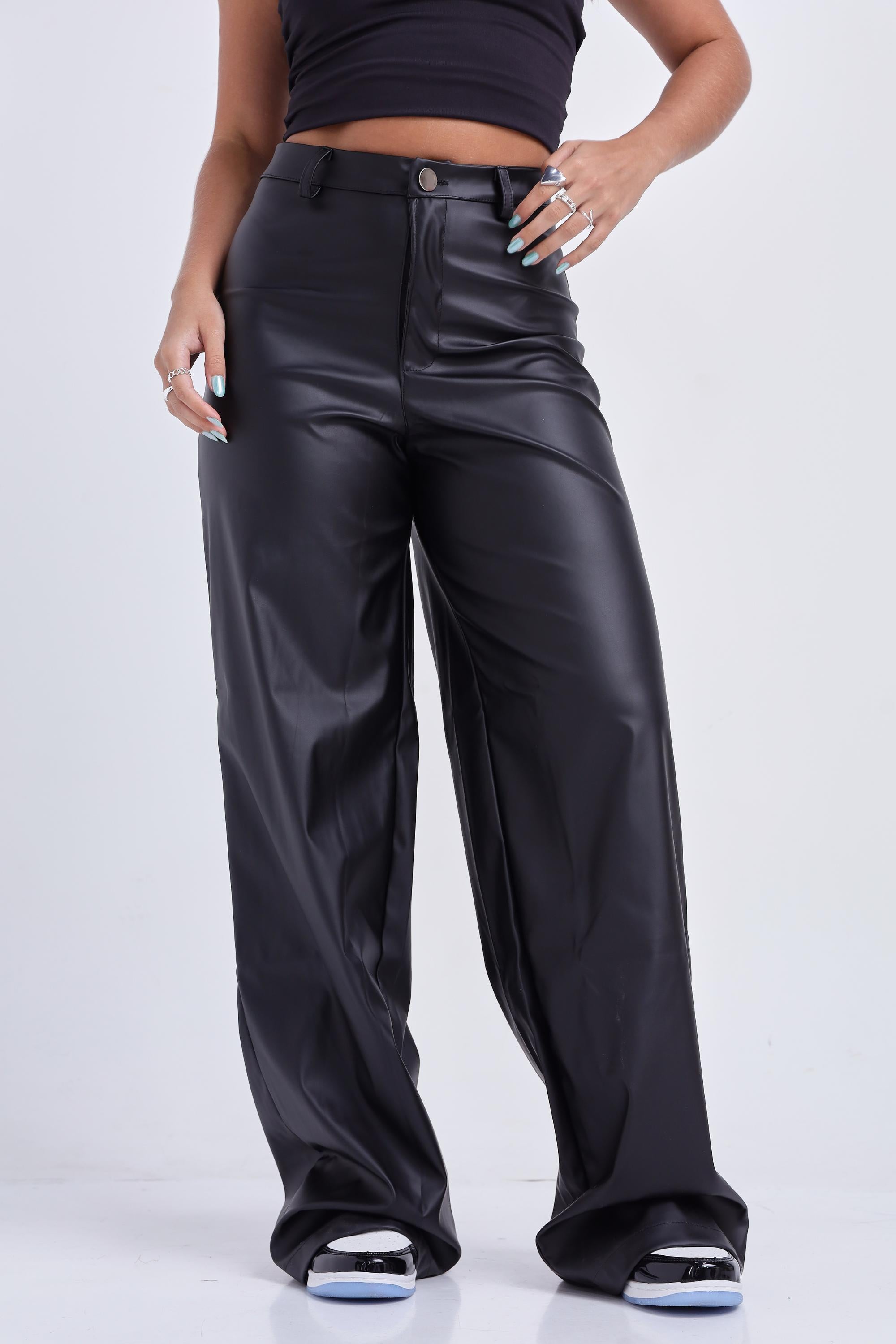 CALÇA WIDE LEG COURO