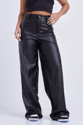 CALÇA WIDE LEG COURO