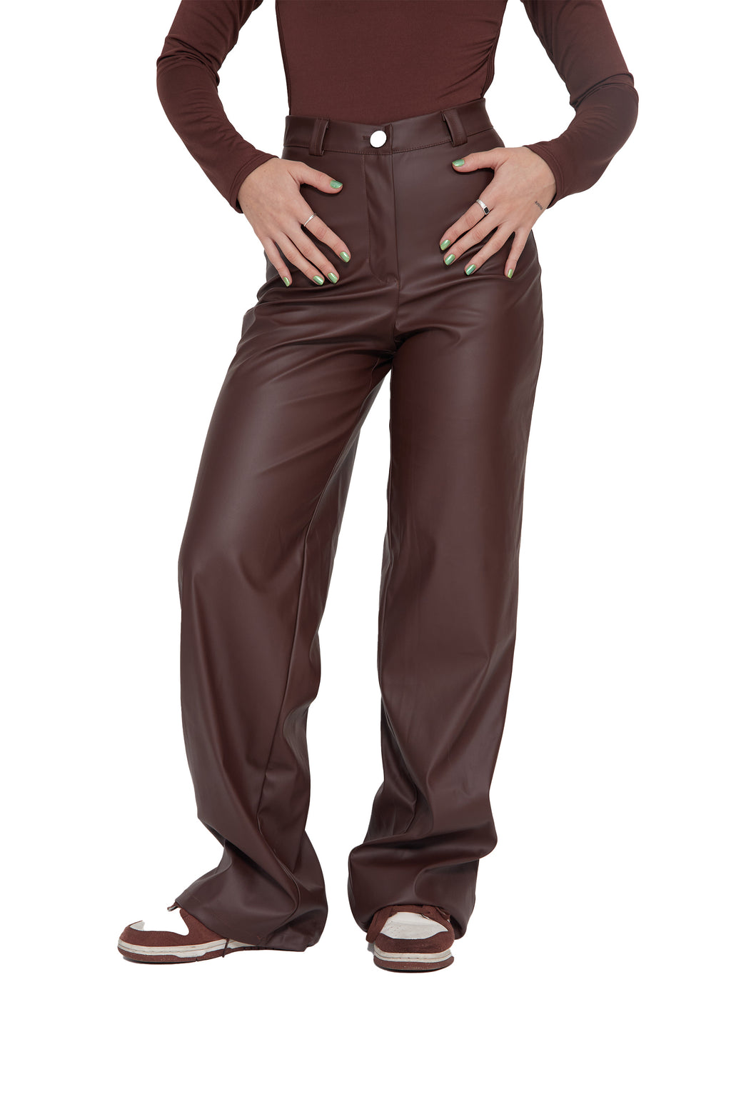 CALÇA WIDE LEG COURO