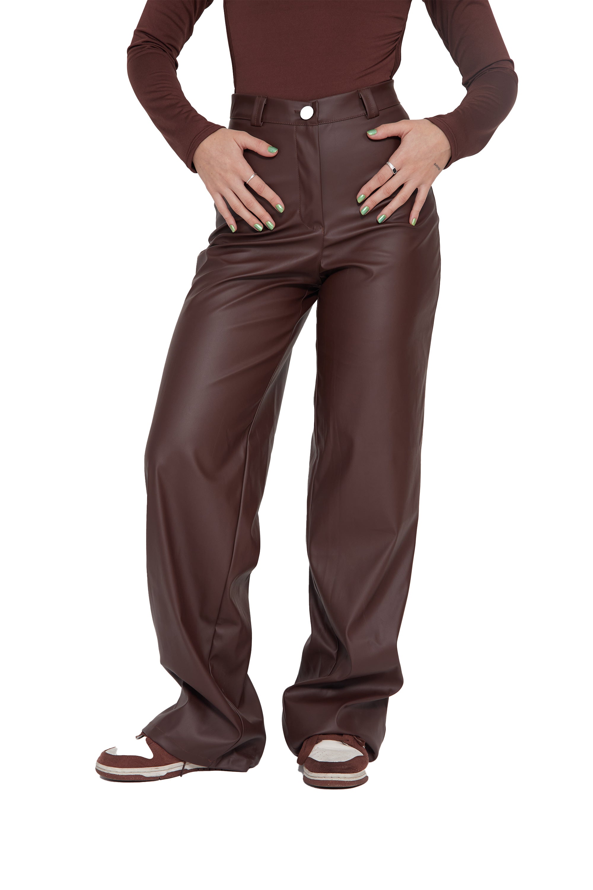 CALÇA WIDE LEG COURO
