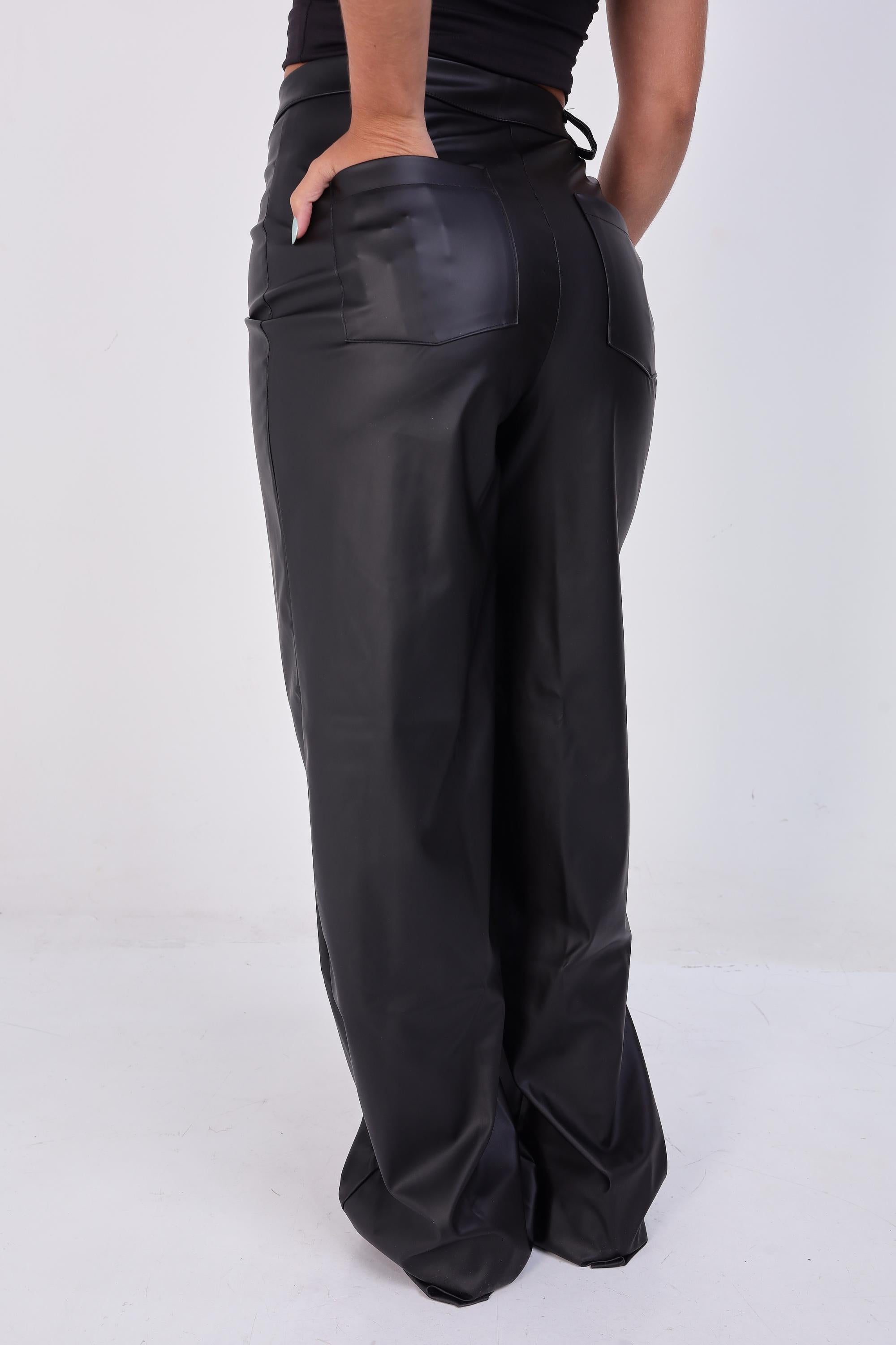 CALÇA WIDE LEG COURO