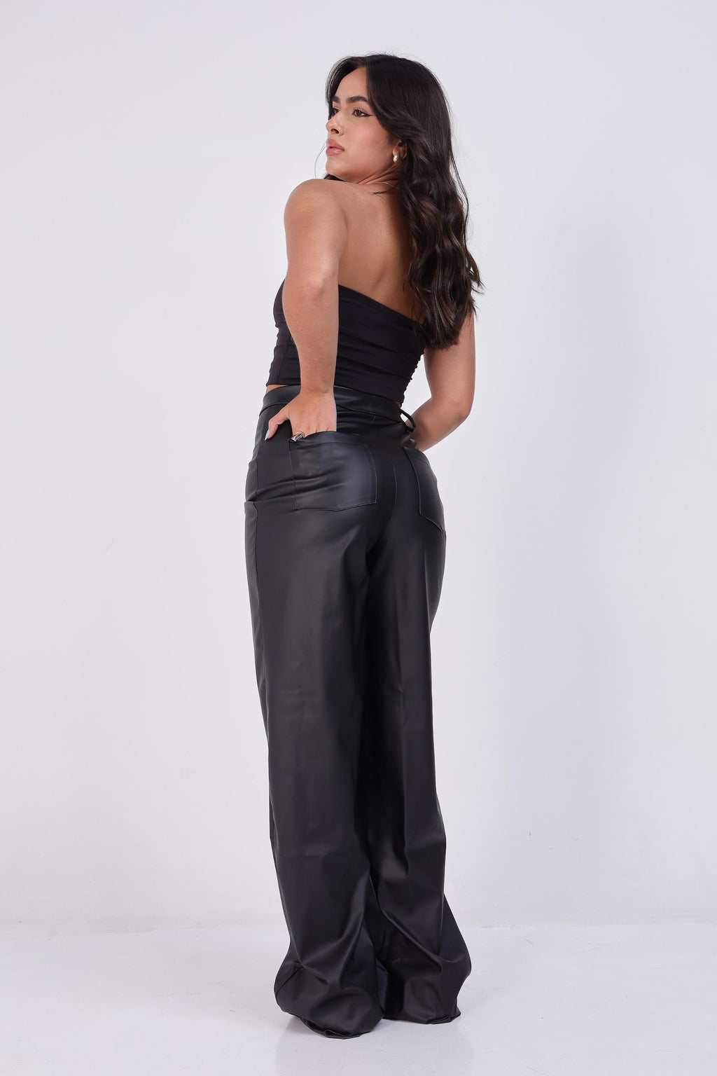CALÇA WIDE LEG COURO
