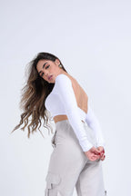CROPPED COSTAS ABERTA MANGA LONGA
