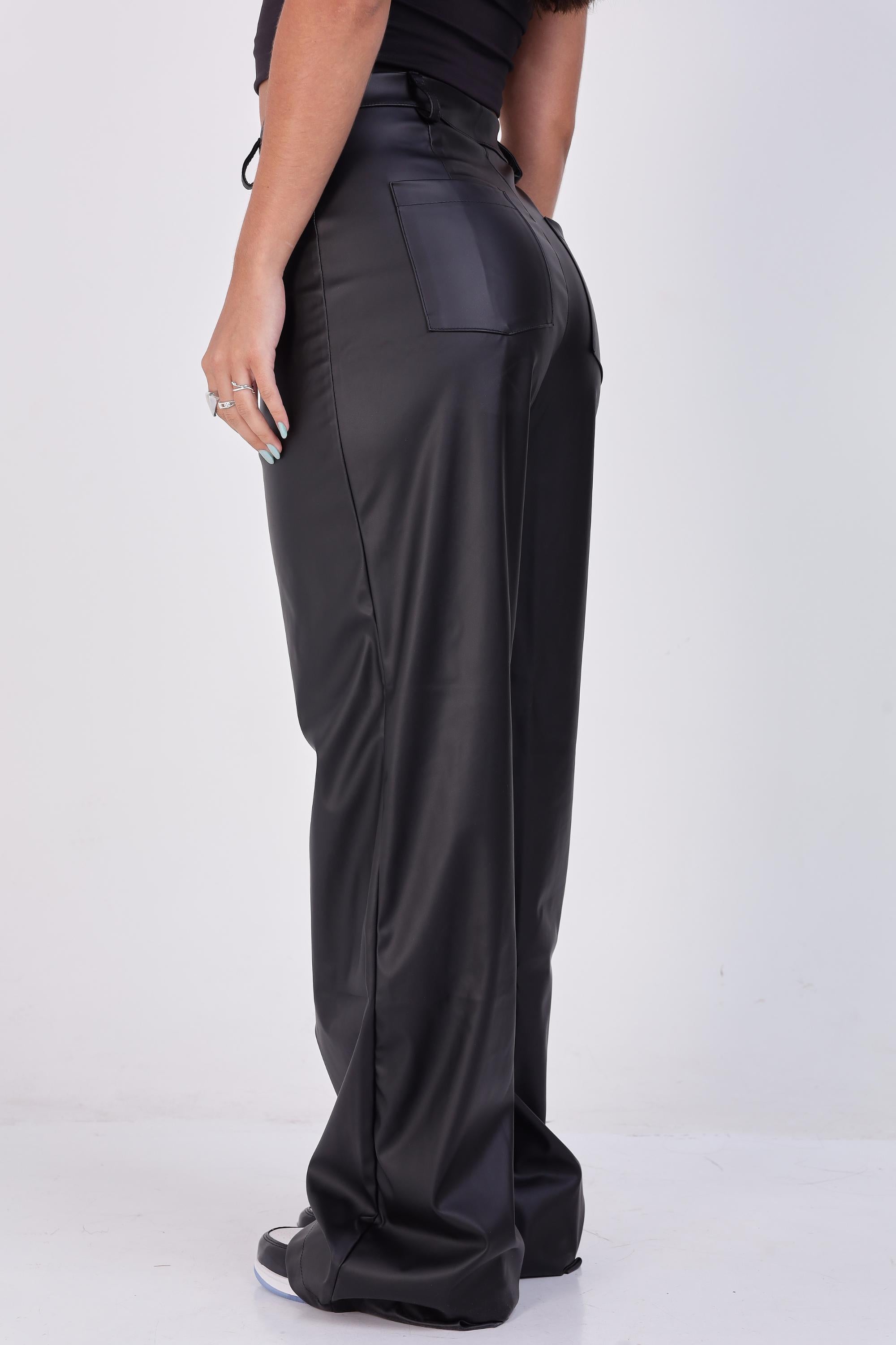 CALÇA WIDE LEG COURO