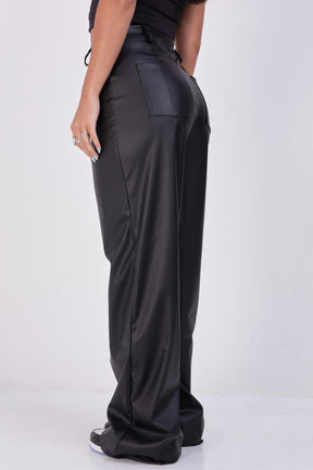 CALÇA WIDE LEG COURO